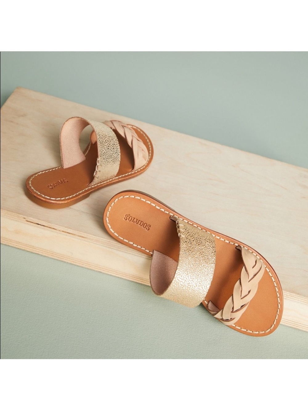 Soludos Metallic Braided Slide Sandals - Size 7